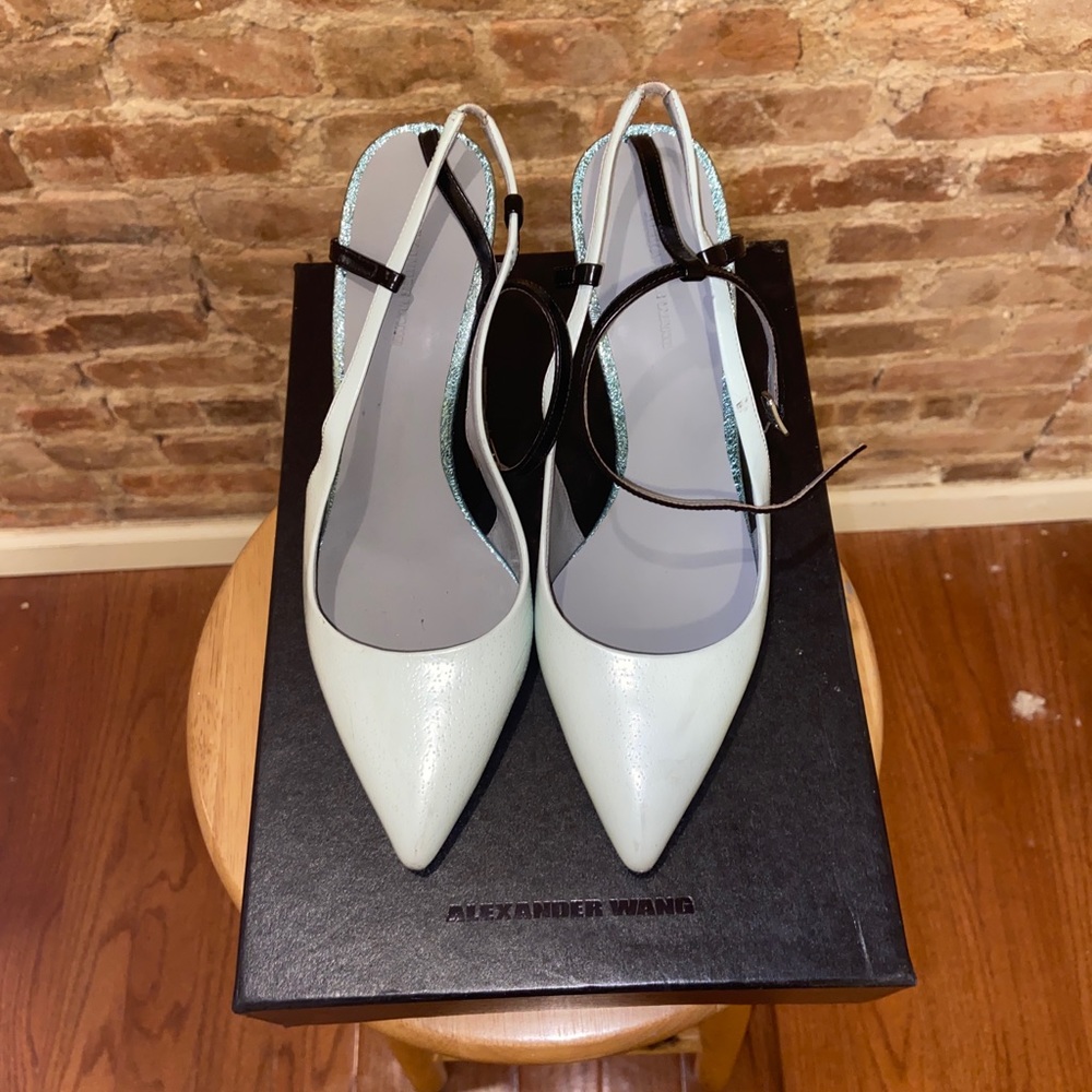 Preowned Alexander Wang Blue Leather Chrome 38